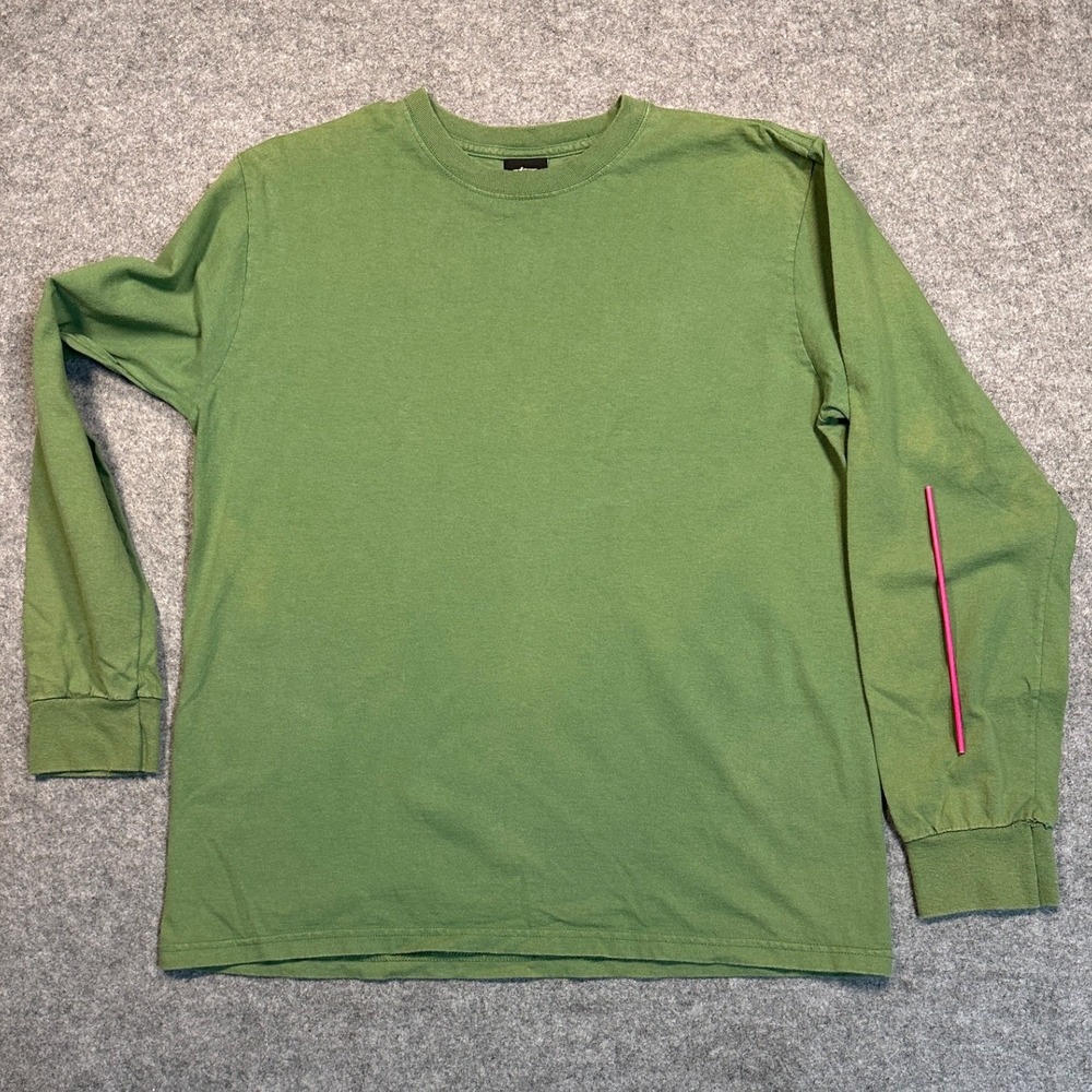Stussy Basic Long Sleeve T-Shirt Medium Green Cotton Streetwear Tee